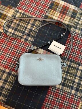 Coach Light Blue Pebbled Leather Crossbody Bag